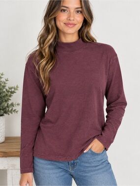Christopher & Banks Plum Long Sleeve Mock Neck Top
